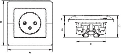 розетка 1-местная Systeme Electric Glossa - размеры