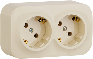 розетка 2-местная Legrand 782263 Quteo с з/к слоновая кость - внешний вид