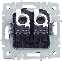 розетка компьютерная двойная RJ45 кат.5E IEK РК10-2-БрС Brite - вид с тыльной стороны