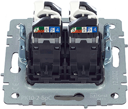розетка компьютерная двойная RJ45 кат.5E IEK РК10-2-БрС Brite - вид с тыльной стороны