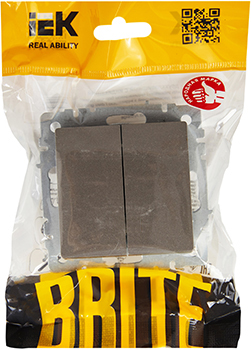 выключатель 2-клавишный проходной IEK ВС10-2-6-БрС Brite - упаковка