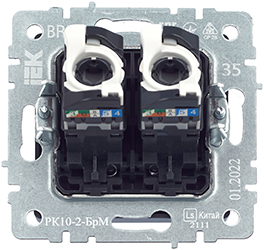 розетка компьютерная двойная RJ45 кат.5E IEK РК10-2-БрМ Brite - вид с тыльной стороны