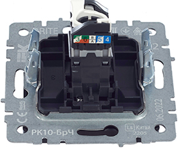 розетка компьютерная RJ45 кат.5E IEK РК10-БрЧ Brite - вид с тыльной стороны