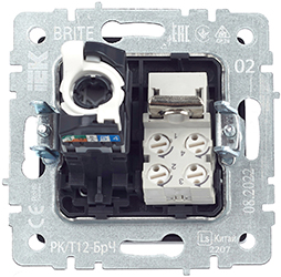 розетка двойная RJ11+RJ45 кат.5E IEK РК/Т12-БрЧ Brite - вид с тыльной стороны