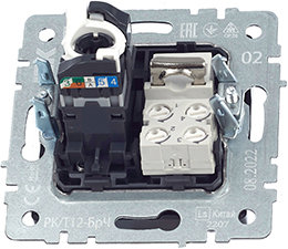 розетка двойная RJ11+RJ45 кат.5E IEK РК/Т12-БрЧ Brite - вид с тыльной стороны