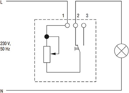 светорегулятор поворотно-нажимной IEK Brite - схема электрическая