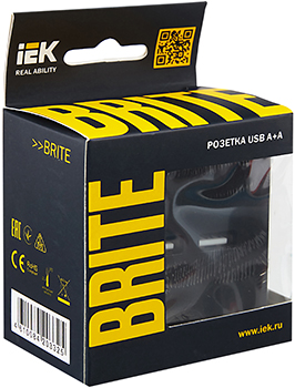 розетка двойная USB A+A IEK РЮ10-1-БрЧ Brite - упаковка