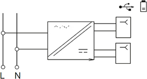 розетка двойная USB IEK Brite - схема электрическая