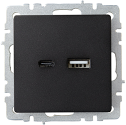 розетка двойная USB A+С IEK РЮ11-1-БрЧ Brite - внешний вид