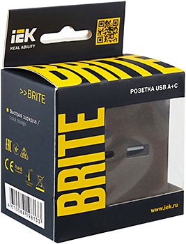 розетка двойная USB A+С IEK РЮ11-1-БрТБ Brite - упаковка