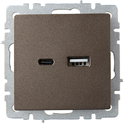 розетка двойная USB A+С IEK РЮ11-1-БрТБ Brite - внешний вид