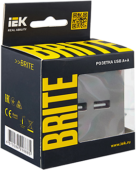 розетка двойная USB A+A IEK РЮ10-1-БрС Brite - упаковка