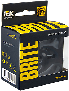 розетка двойная USB A+С IEK РЮ11-1-БрГ Brite - упаковка