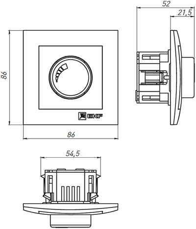 светорегулятор 600Вт EKF "Валенсия" - размеры
