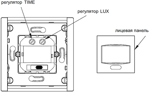датчик движения IEK Forte&Piano скрытой установки - встроенные регуляторы под лицевой панелью