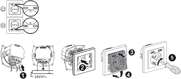 розетка 1-местная Systeme Electric AtlasDesign (16 А), з/к + шторки, с USB А+C - монтаж и подключение