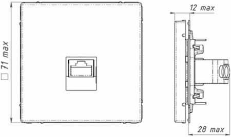 розетка компьютерная RJ45 Systeme Electric серии ArtGallery - размеры