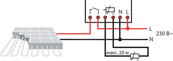 терморегулятор Legrand Etika для теплого пола - схема подключения