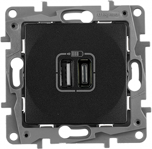 розетка USB тип А + тип С Legrand Etika 672636 - внешний вид