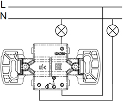 выключатель 2-клавишный Systeme Electric Blanca - схема подключения