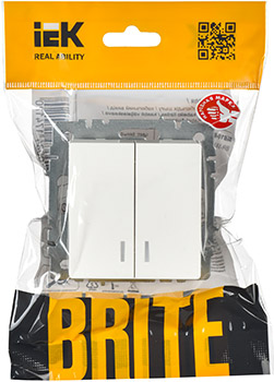 выключатель 2-клавишный IEK ВС10-2-1-БрБ Brite - упаковка