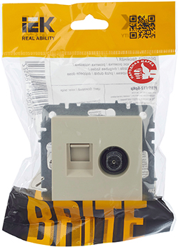 розетка двойная TV+RJ45 IEK РТВ/РК12-БрКр Brite - упаковка
