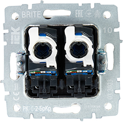 розетка компьютерная двойная RJ45 кат.5E IEK РК10-2-БрКр Brite - вид с тыльной стороны