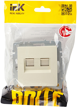 розетка компьютерная двойная RJ45 кат.5E IEK РК10-2-БрКр Brite - упаковка