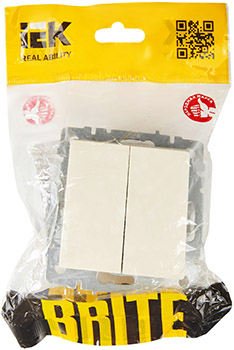 выключатель 2-клавишный проходной IEK ВС10-2-6-БрКр Brite - упаковка