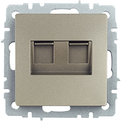 розетка компьютерная двойная RJ45 кат.5E IEK РК10-2-БрШ Brite - внешний вид