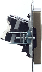 розетка компьютерная двойная RJ45 кат.5E IEK РК10-2-БрШ Brite - вид сбоку