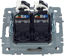 розетка компьютерная двойная RJ45 кат.5E IEK РК10-2-БрШ Brite - вид с тыльной стороны