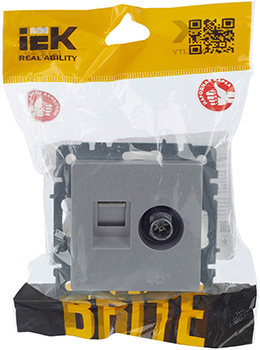 розетка двойная TV+RJ45 IEK РТВ/РК12-БрА Brite - упаковка
