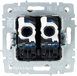 розетка компьютерная двойная RJ45 кат.5E IEK РК10-2-БрА Brite - вид с тыльной стороны