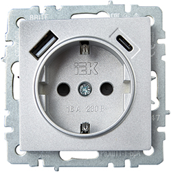 розетка 1-местная IEK РЮш11-1-БрА Brite - внешний вид