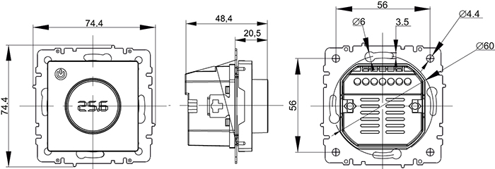 терморегулятор электронный IEK Brite - размеры
