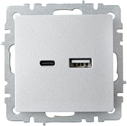 розетка двойная USB A+С IEK РЮ11-1-БрА Brite - внешний вид