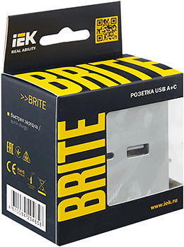 розетка двойная USB A+С IEK РЮ11-1-БрА Brite - упаковка