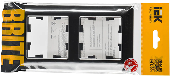 рамка 2-постовая IEK РУ-2-Бр Brite хром / черный - упаковка