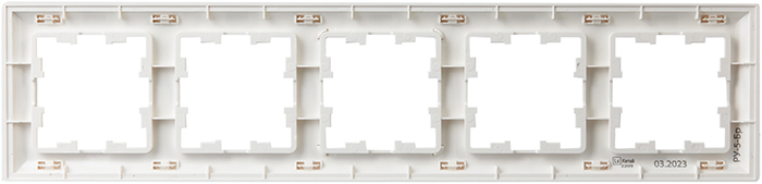 рамка 5-постовая IEK РУ-5-Бр Brite белый / белый - вид с тыльной стороны