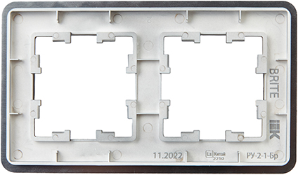 рамка 2-постовая IEK РУ-2-1-Бр металл титан RE Brite - вид с тыльной стороны