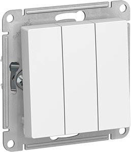 выключатель 3-клавишный Systeme Electric AtlasDesign, лотос - внешний вид