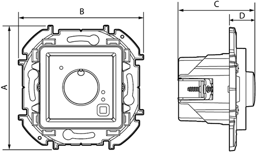 Размеры терморегулятора Legrand 673810 Inspiria