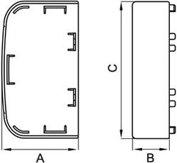 заглушка DKC для торцов кабельных коробов In-liner Front - размеры